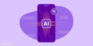 Illustration of a phone with AI sign on it