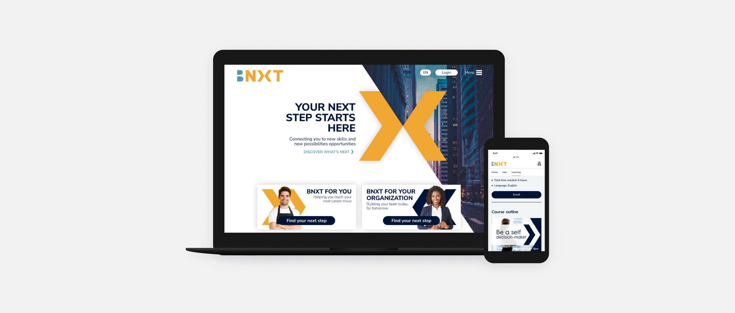 Job platform mockup on multiple devices