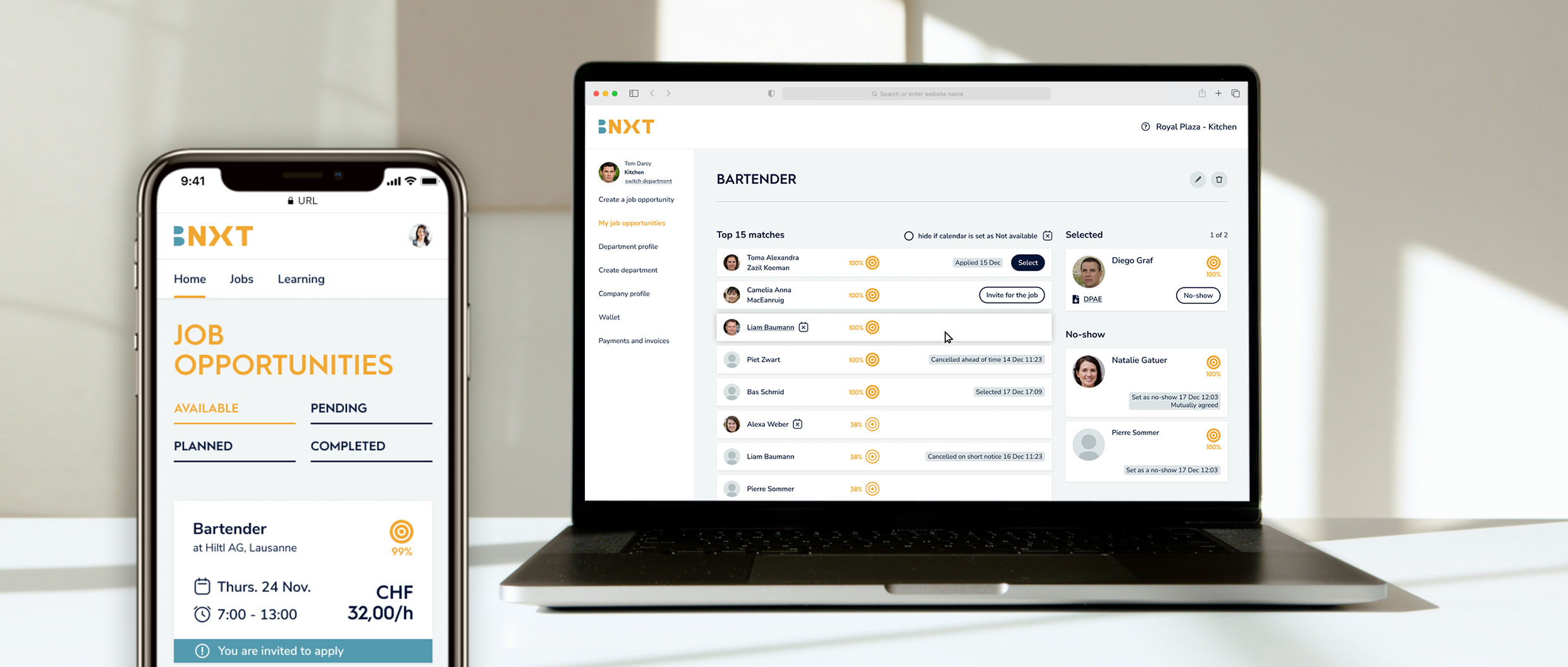 Job platform mockup on multiple devices