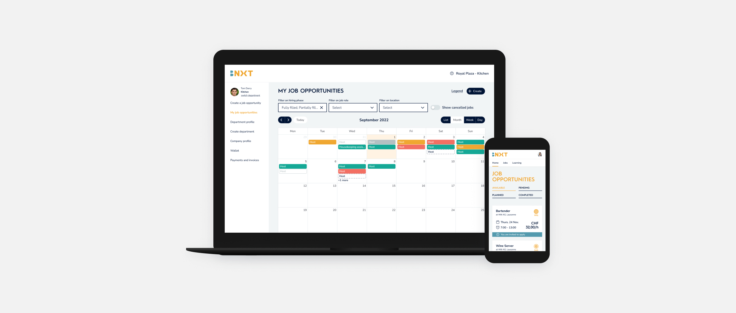 Job platform mockup on multiple devices