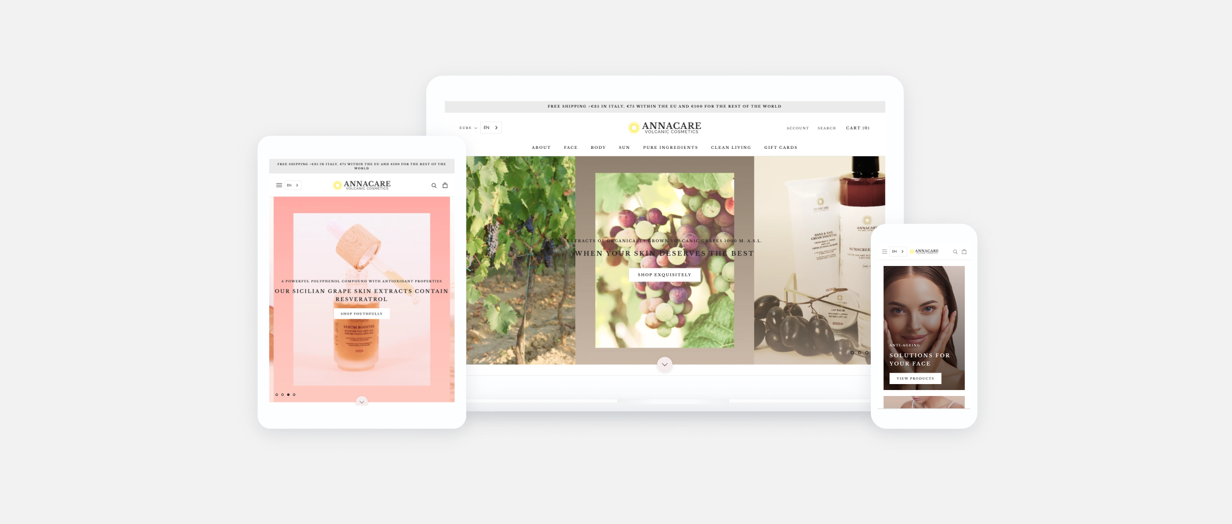 Mockup of a cosmetics website