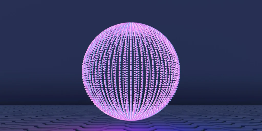 Geometric abstract shape of a sphere in purple