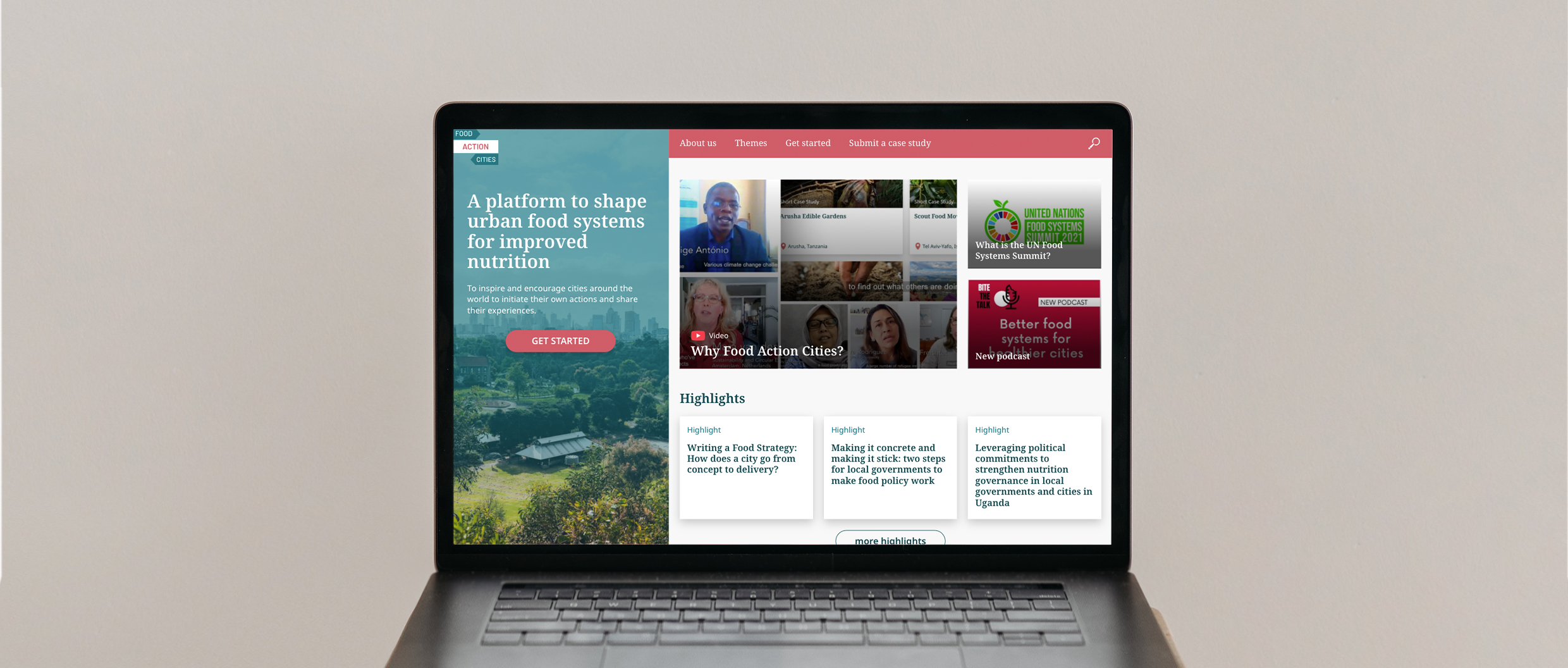 Mockup of an NGO website on a laptop