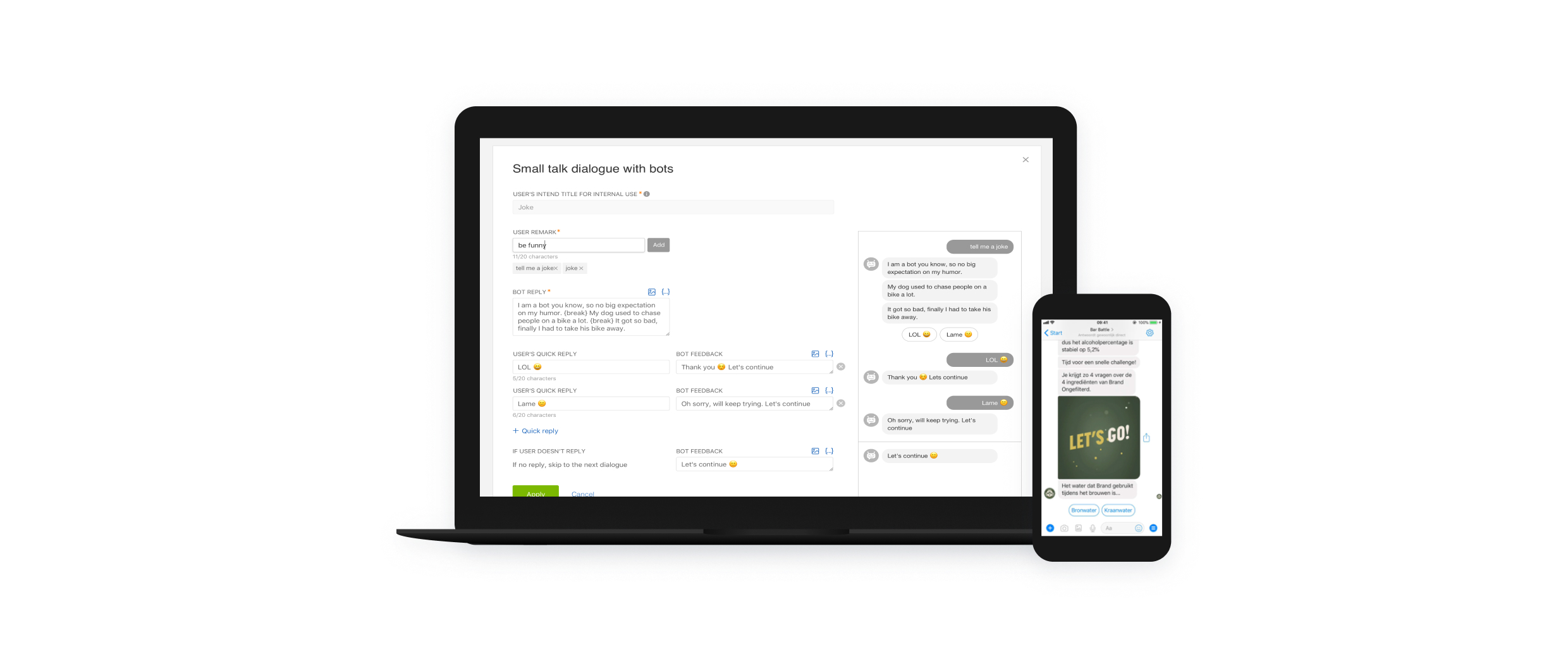 Mockup of a chatbot interface