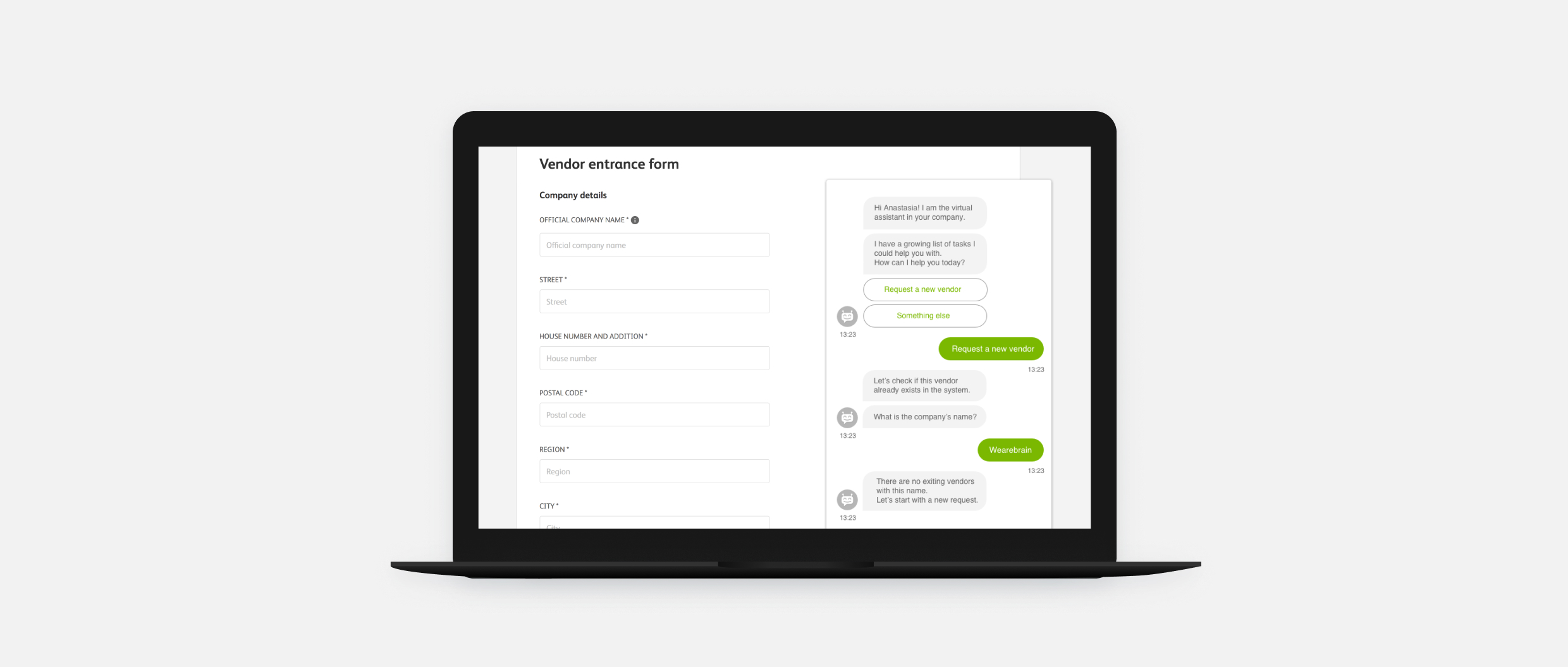Mockup of a chatbot interface