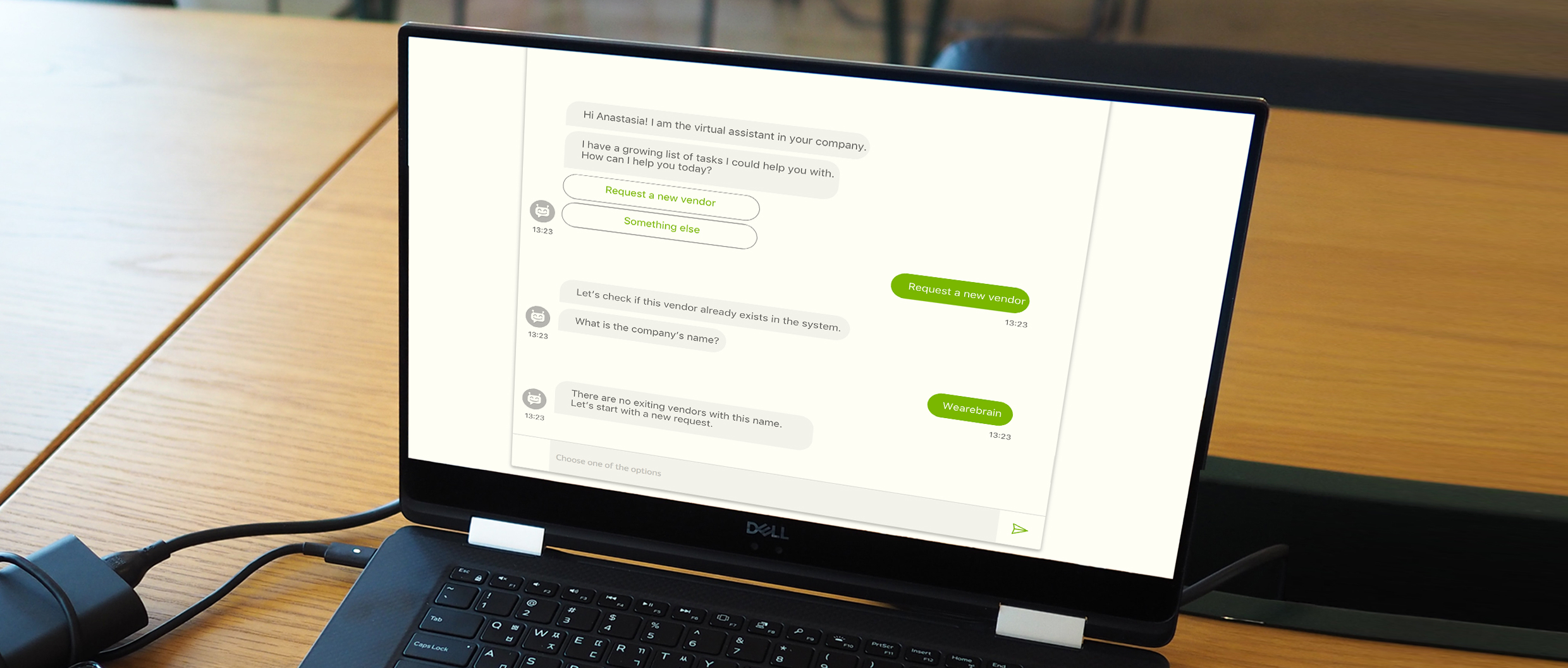 Mockup of a chatbot interface