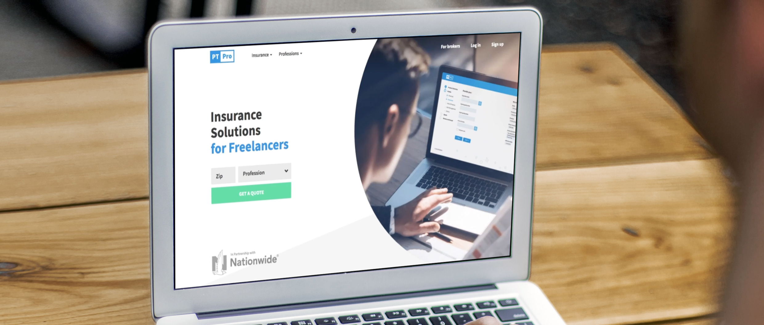 PTPro website shown on a laptop