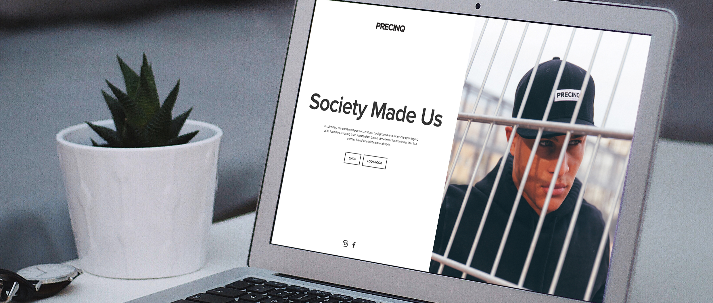 Mockup of a clothing brand's website