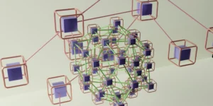 Abstract image of metal cubes connected to each other