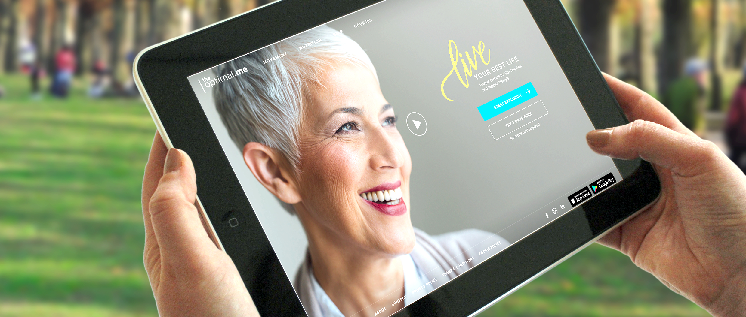 TheOptimal.Me website on a tablet