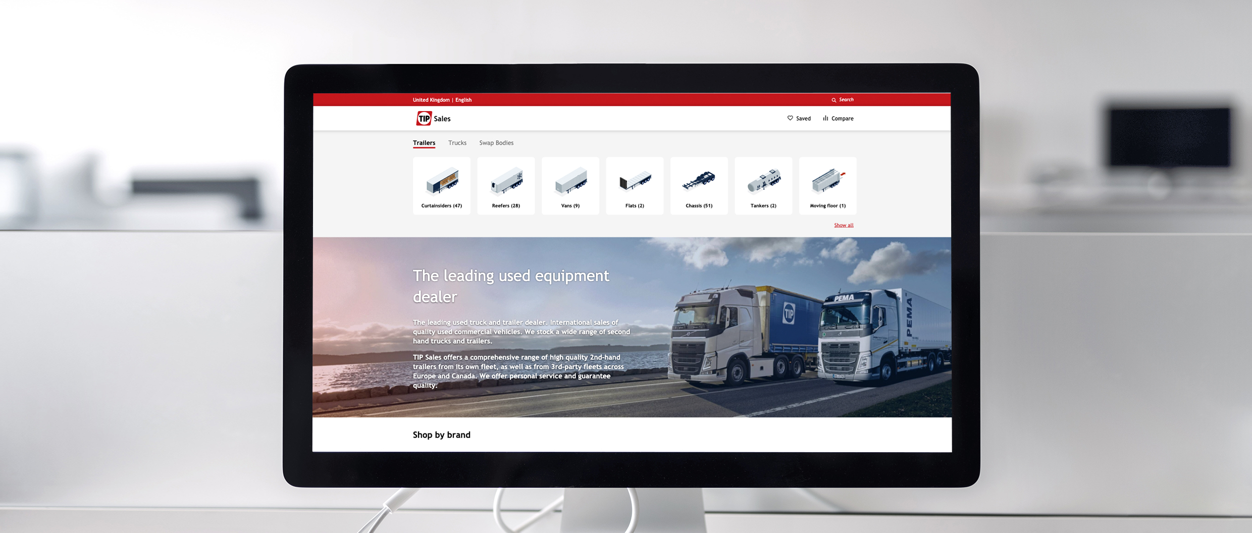 Mock up of a corporate website on a screen