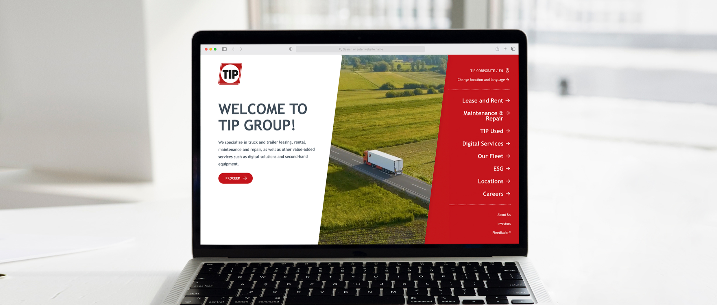 TIP Group website on a laptop