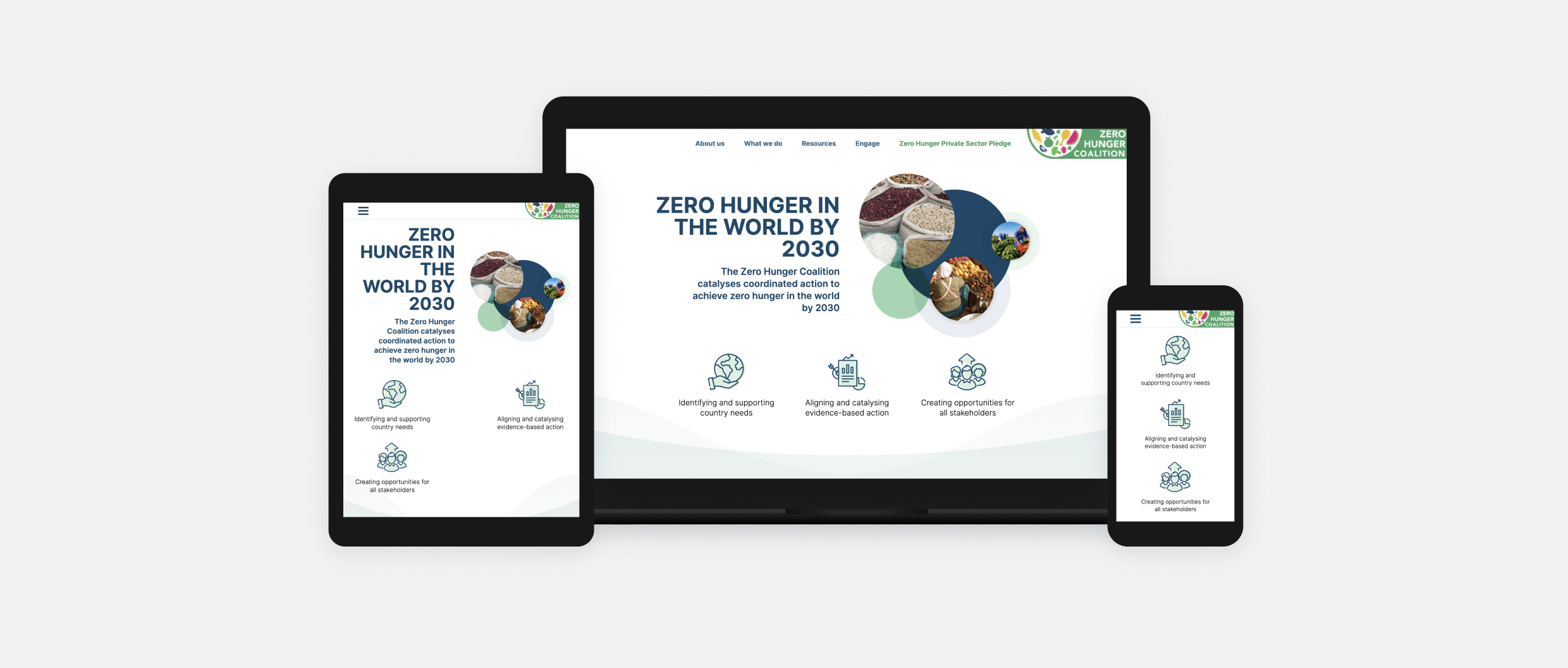 Zero Hunger Coalition website on multiple devices