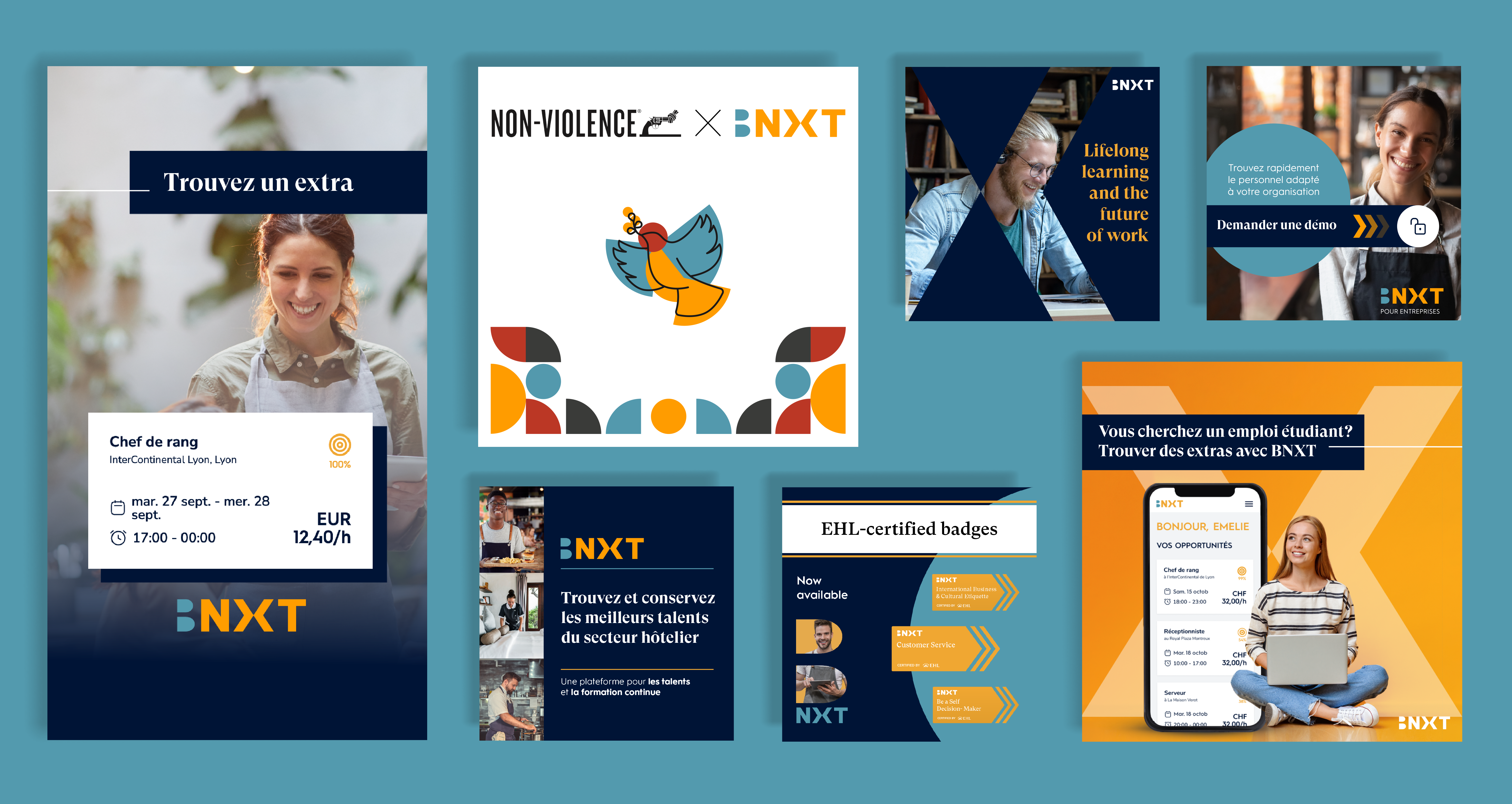 Mockups of social media posts