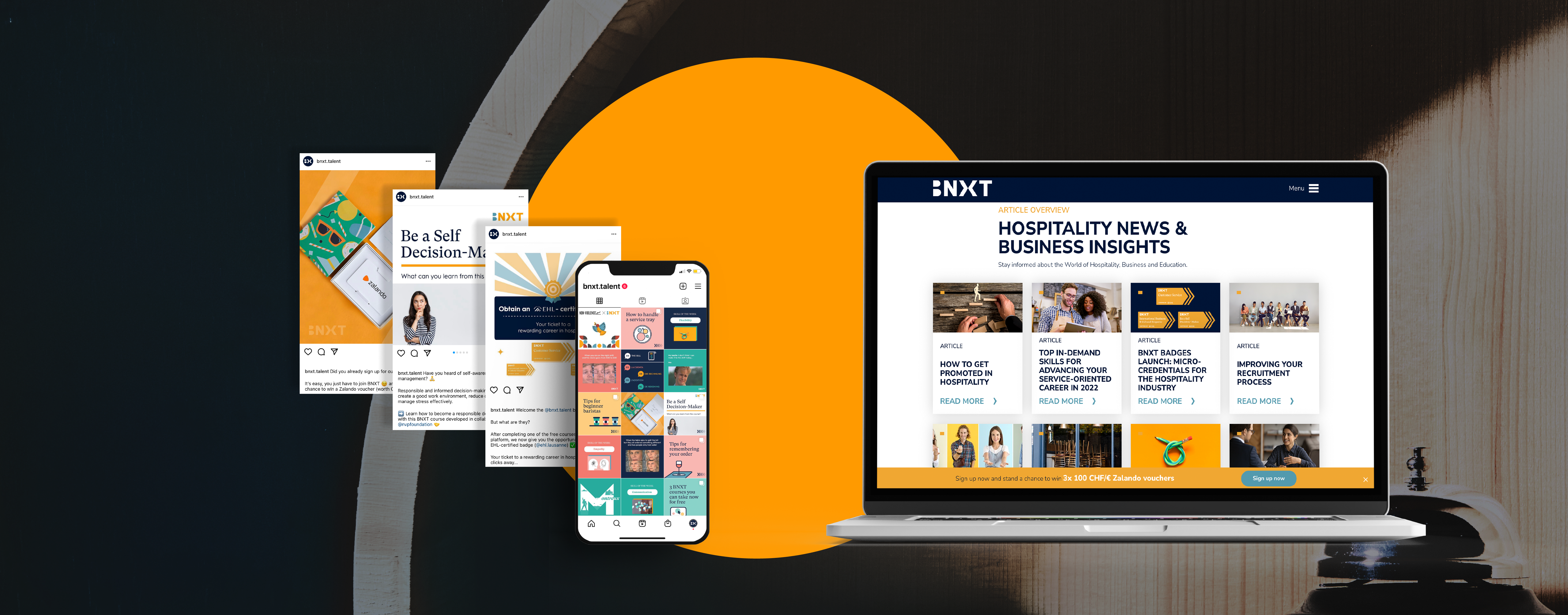 Mockups of a website