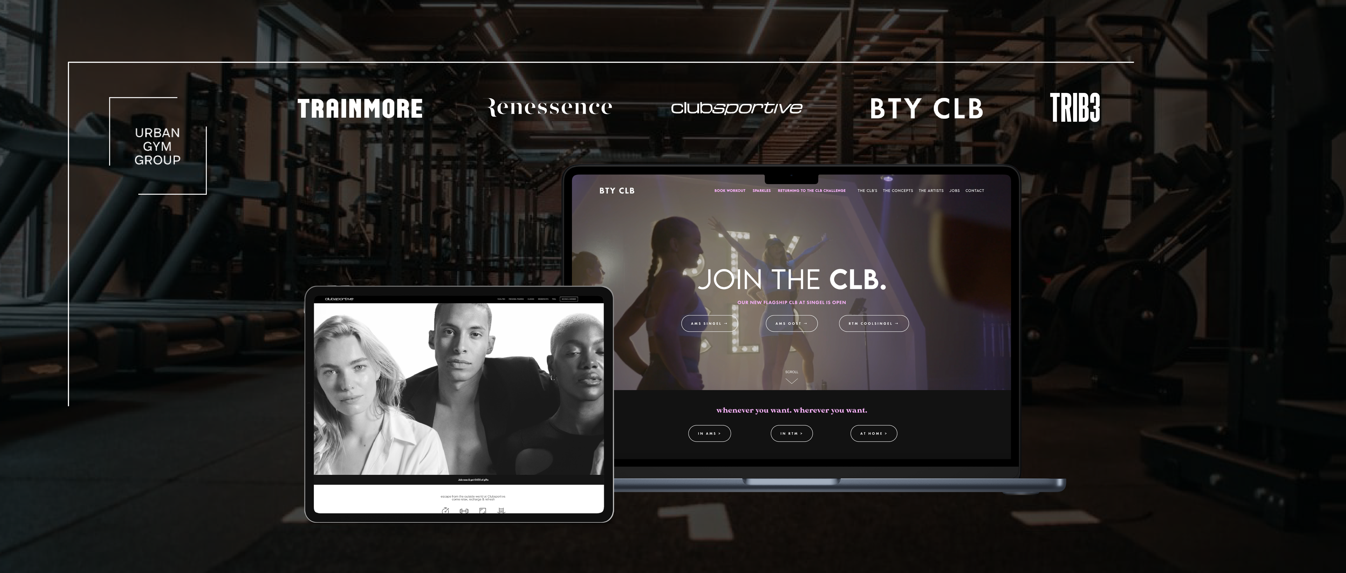 Mockup of websites from different gyms