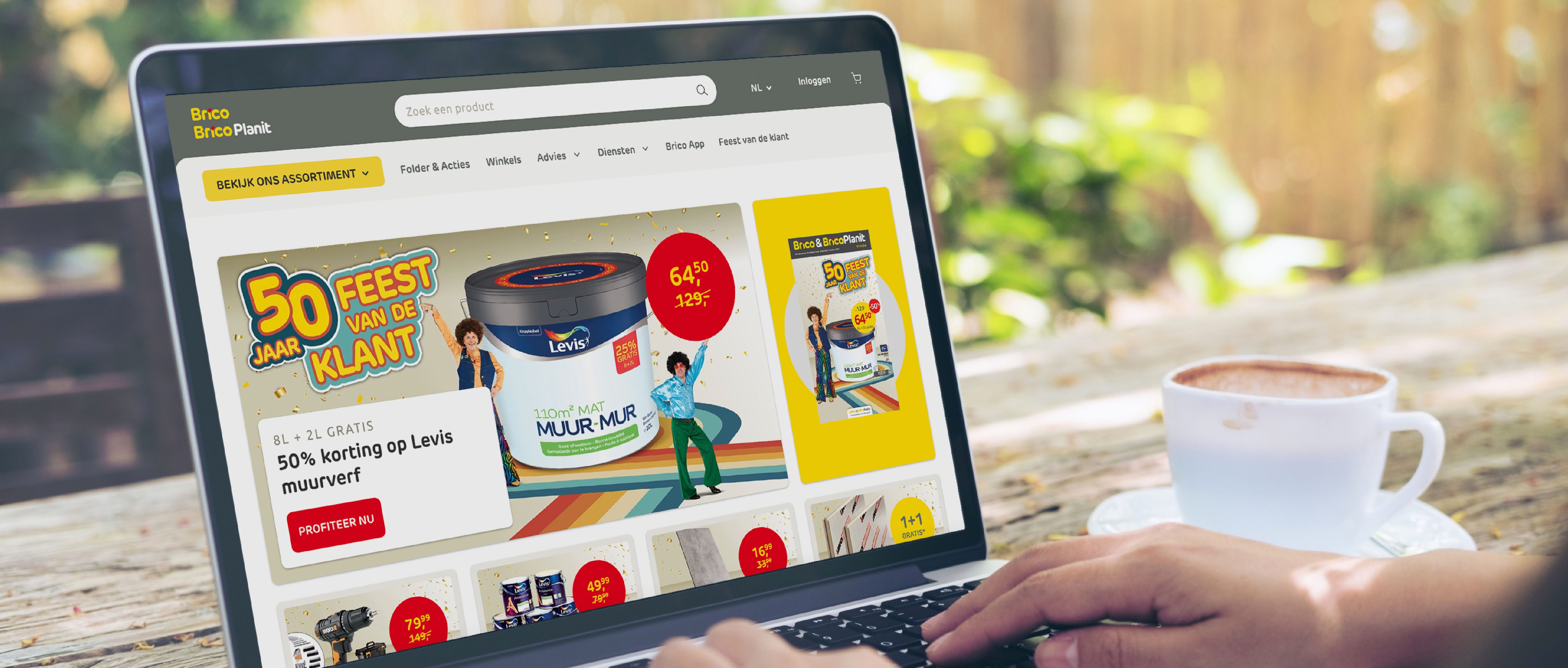 Laptop showing an online shop