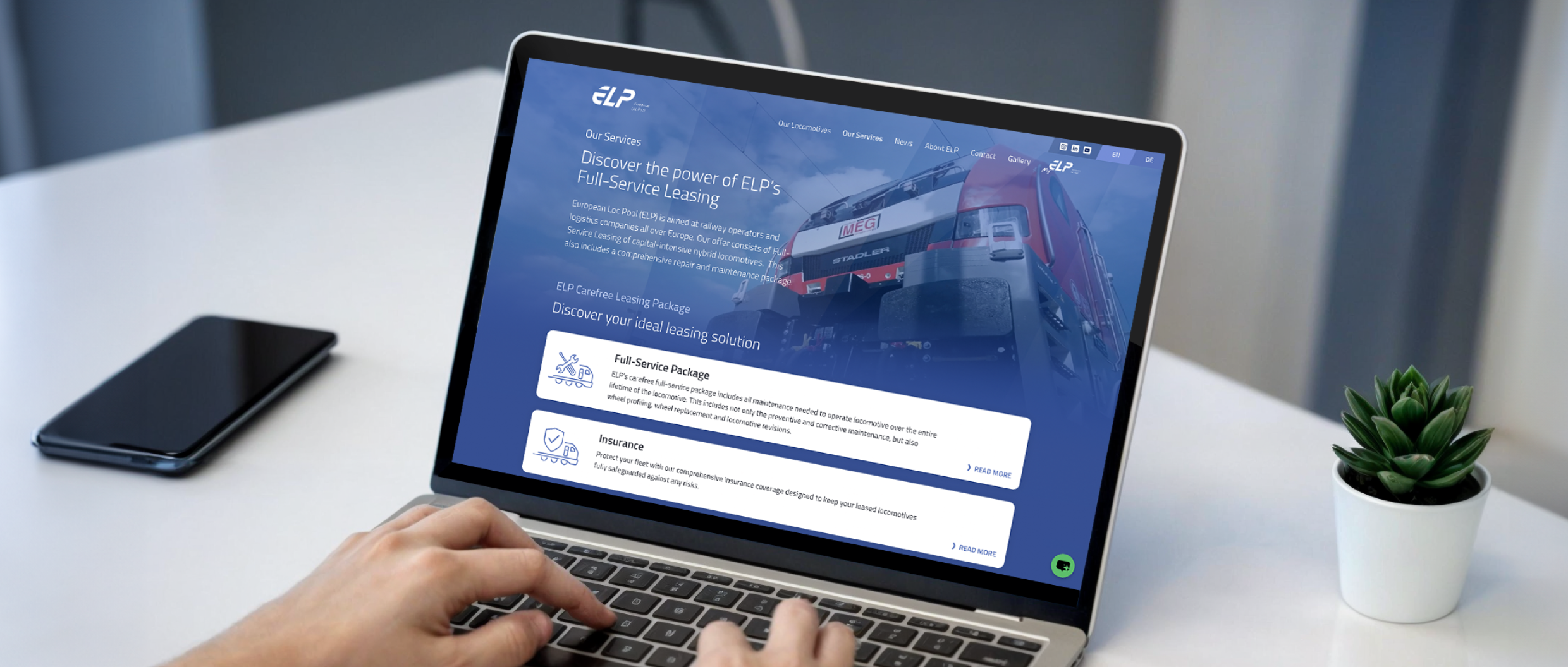 Laptop mockup showing the ELP website