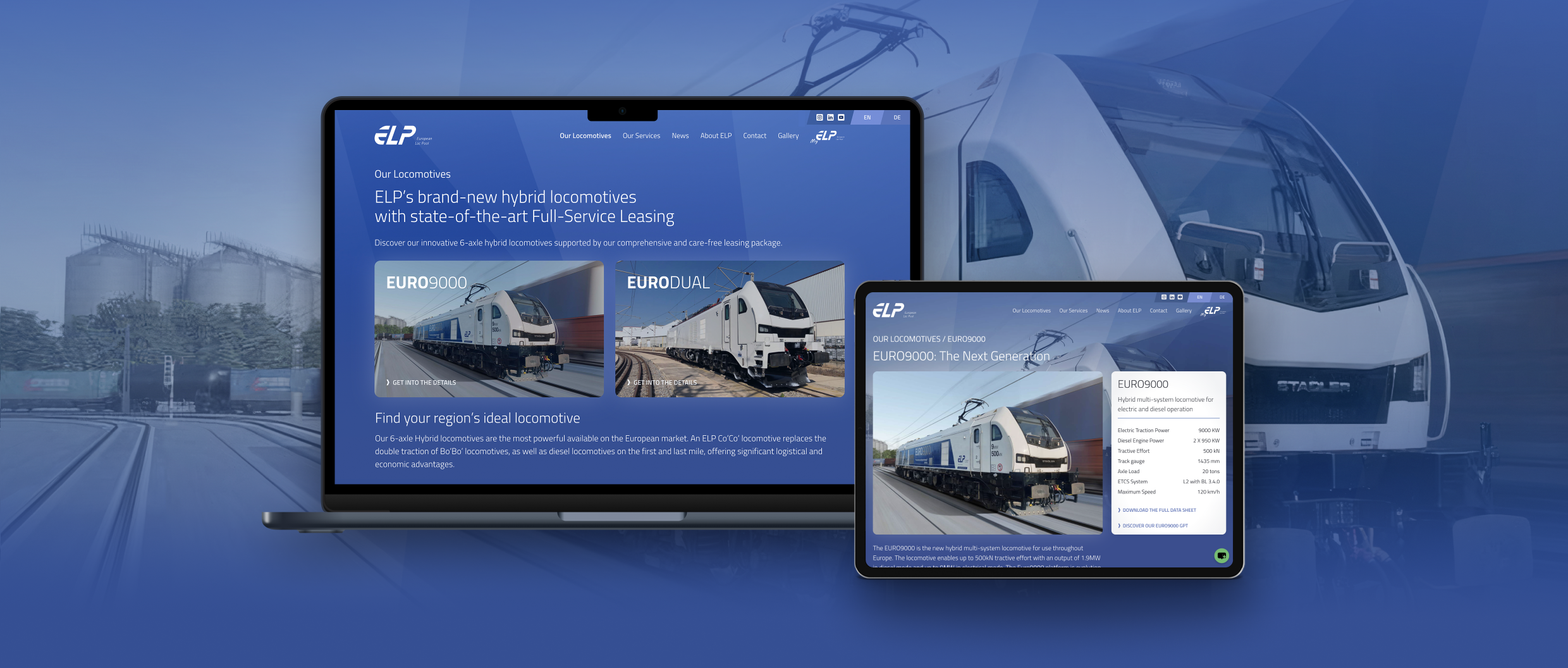 Laptop and tablet mockup showing the ELP website