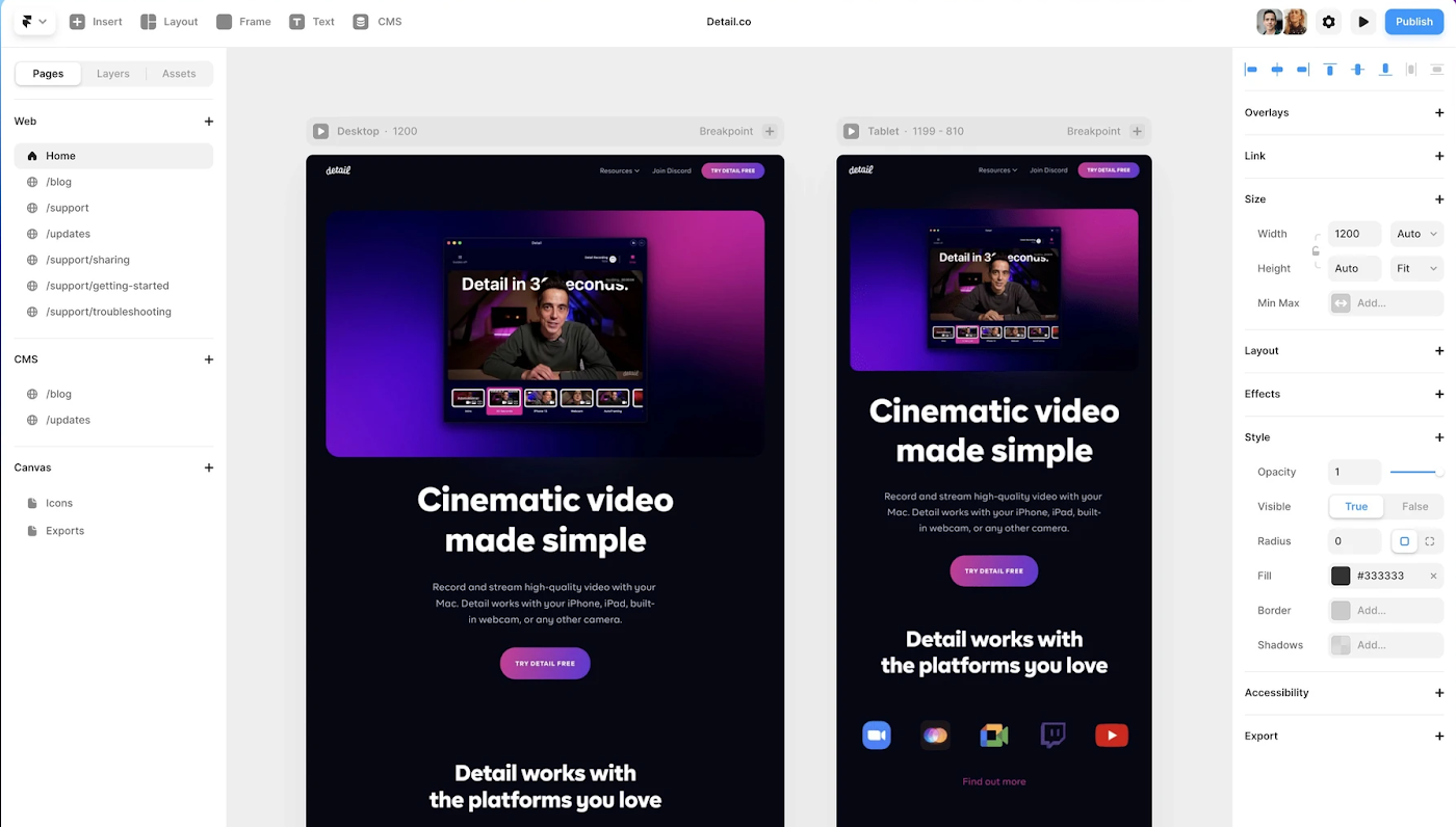 Framer screenshot example