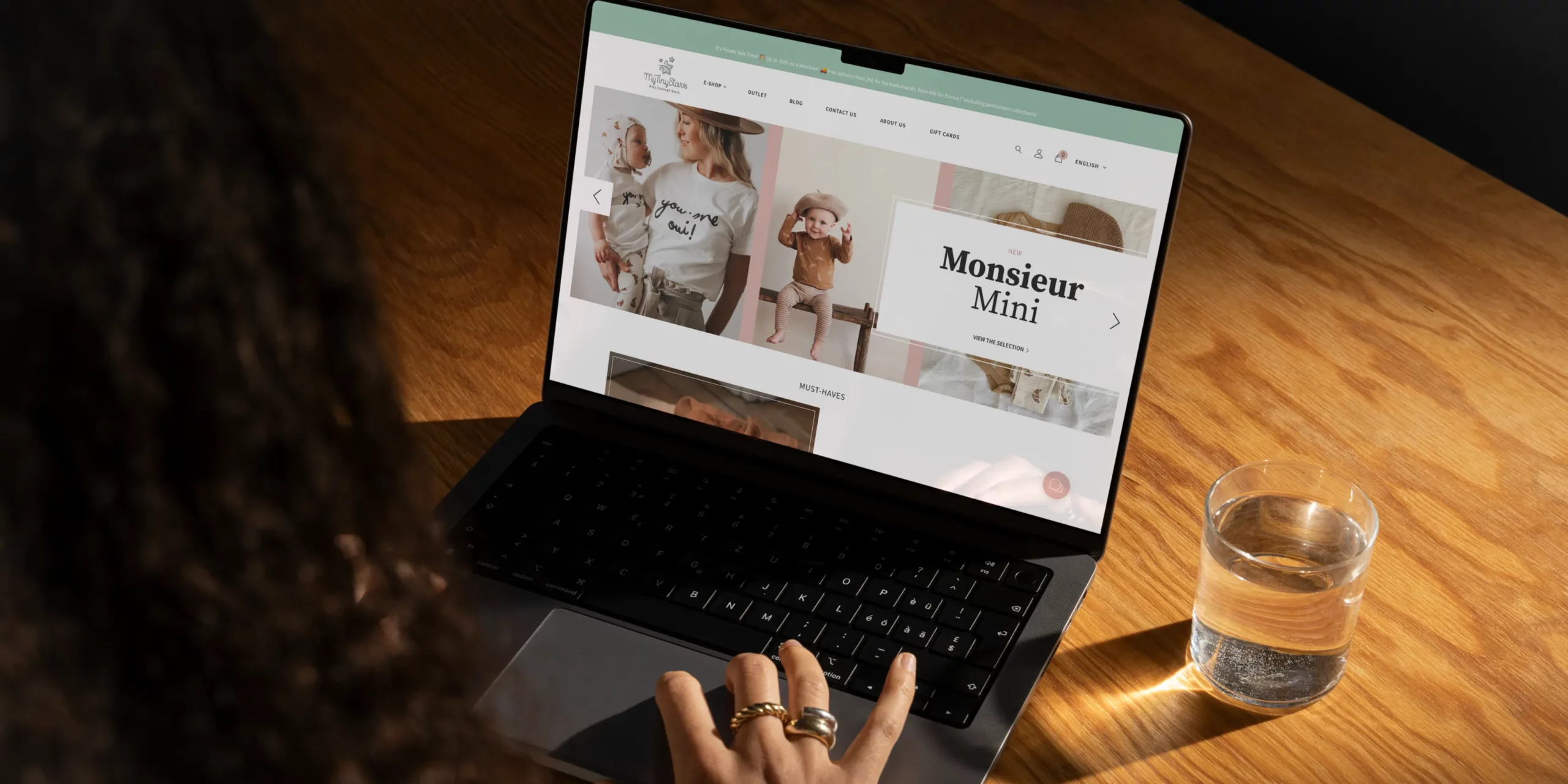 Laptop mockup showing MyTinyStars website