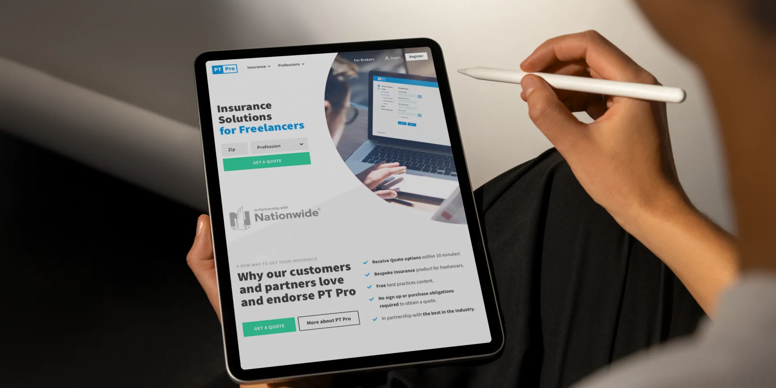 Tablet mockup showing the RiskDesk website