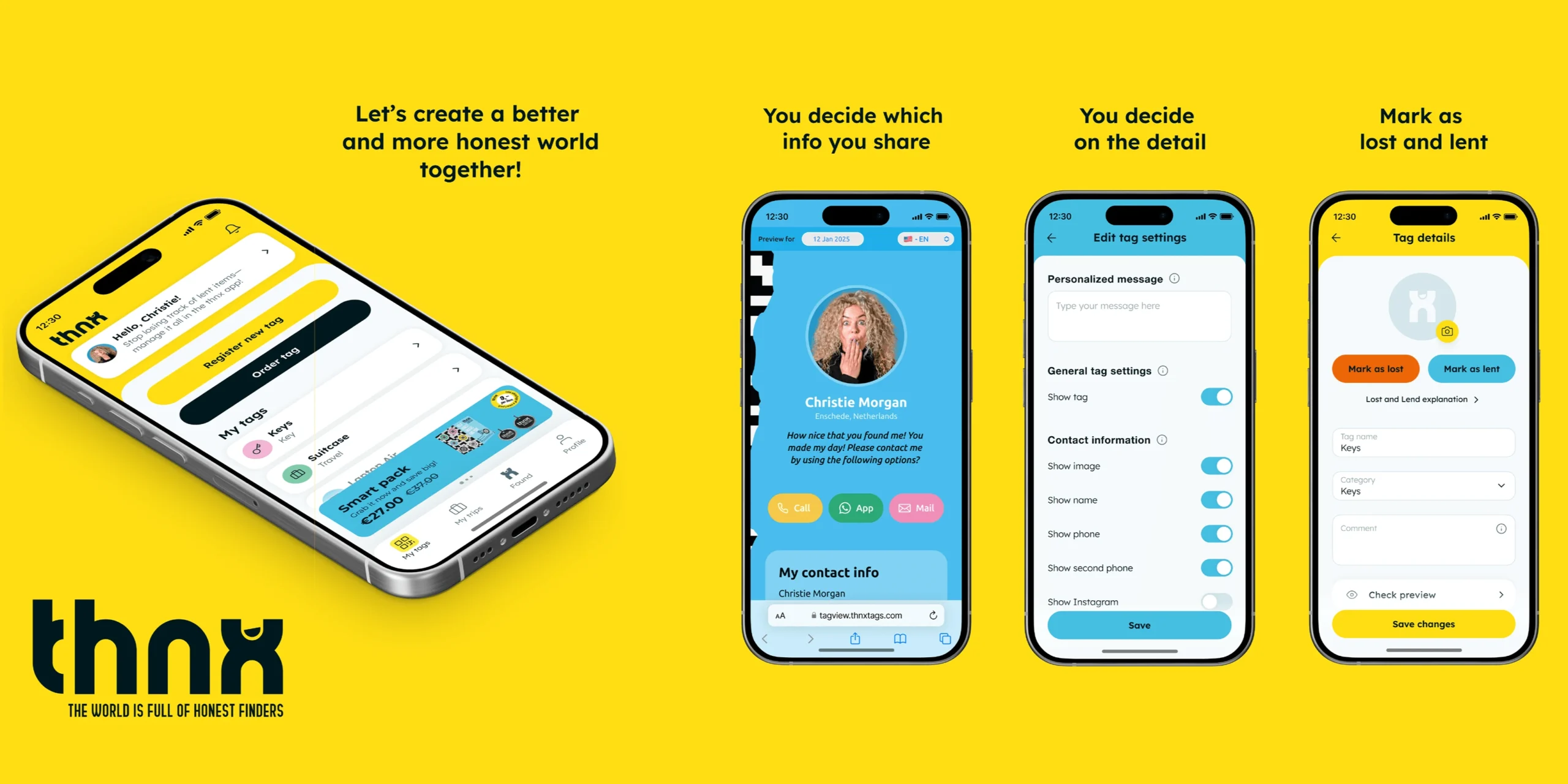 phone mockups with thnx tags app