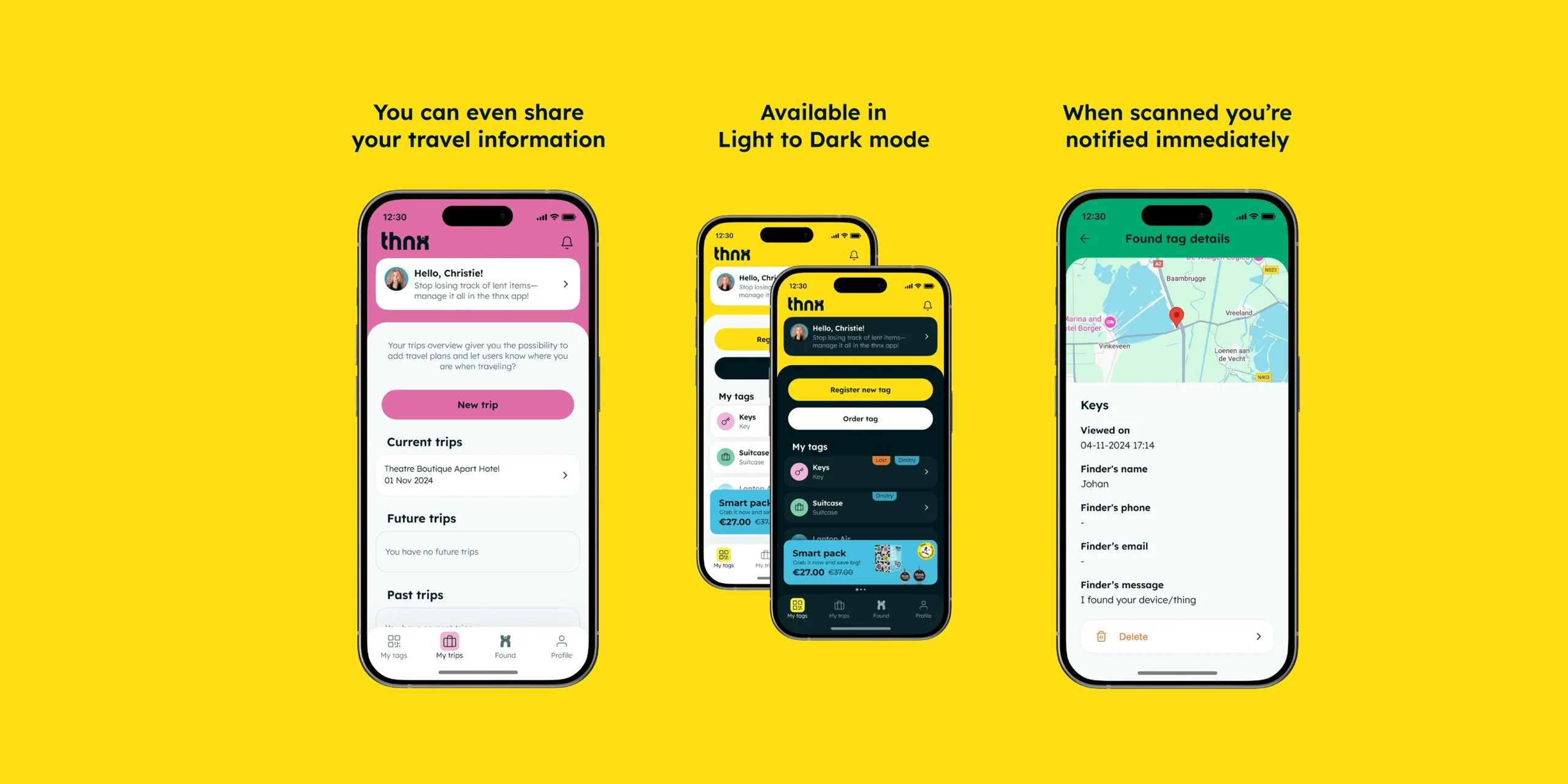 phone mockups with thnx tags app