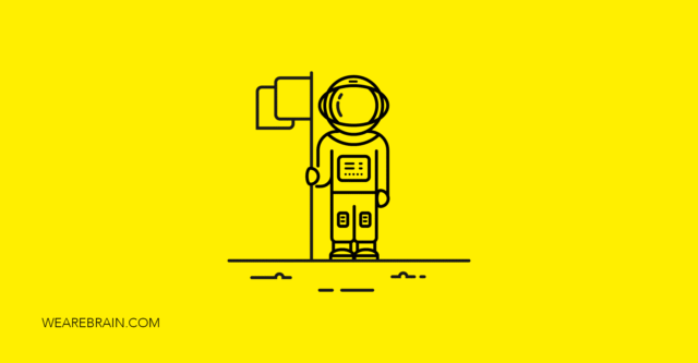 Illustration of an astronaut with a flag