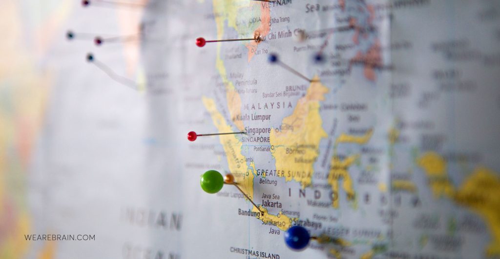 Photo of pins on a map