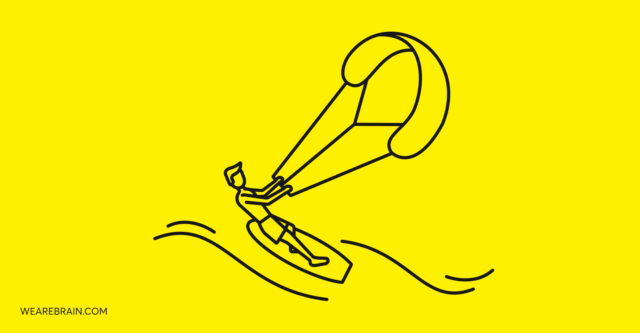 Icon of a kiteboarder