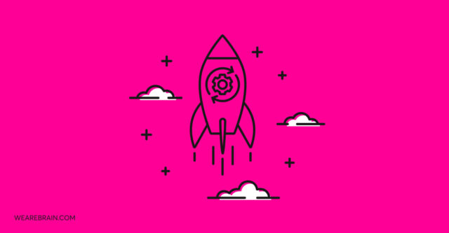 Illustration of a rocket flying through the air