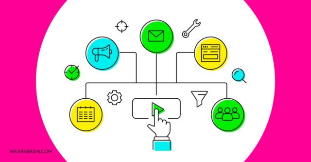 Decorative illustration about marketing tools