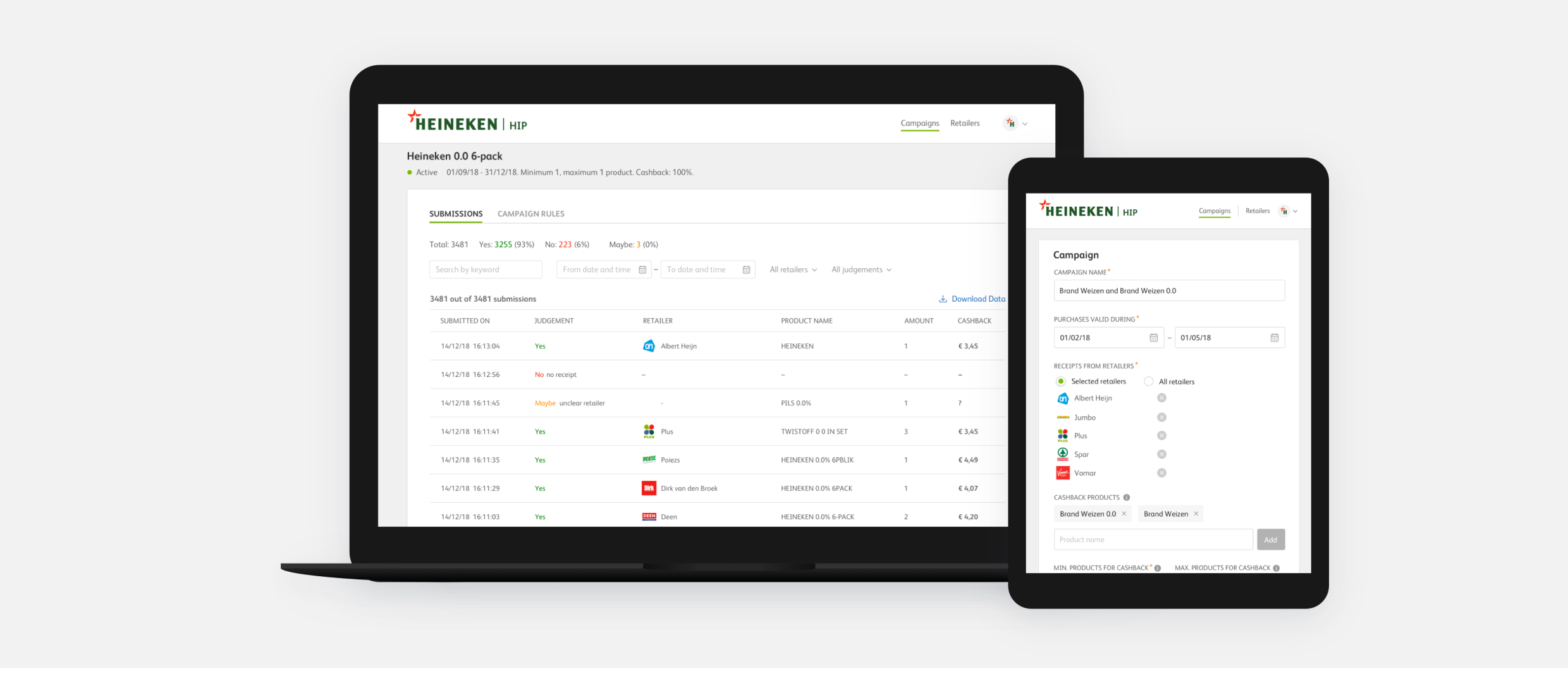 Mock up of a cashback software solution