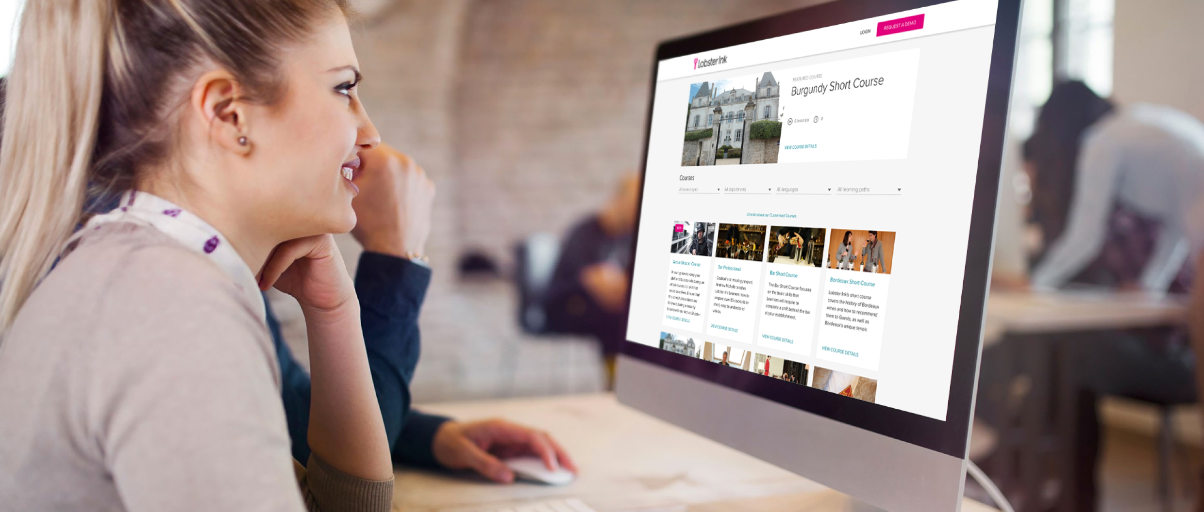 Woman looking at online courses