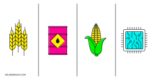 Illustration of four commodity products