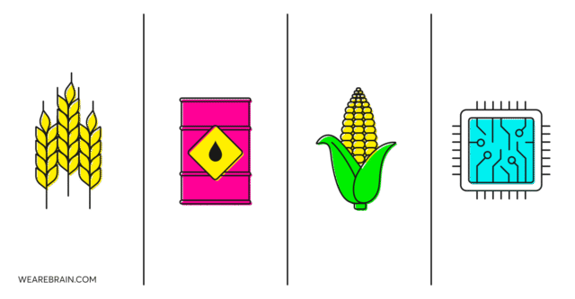 Illustration of four commodity products