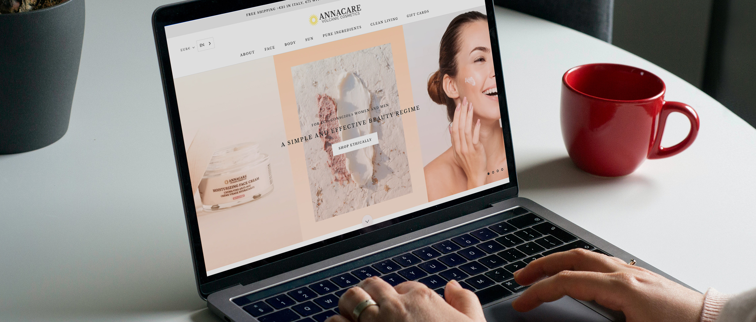 Mockup of a cosmetics website