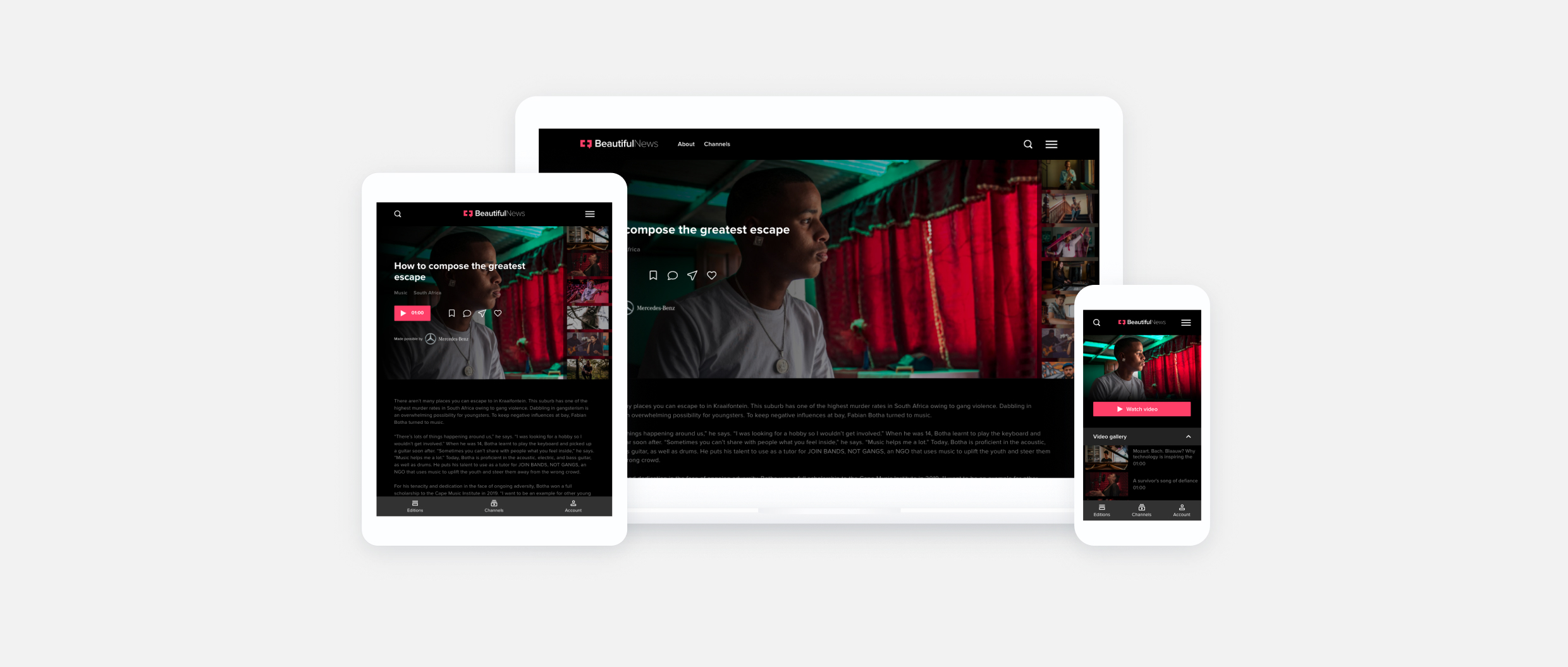 BeautifulNews website shown on multiple devices