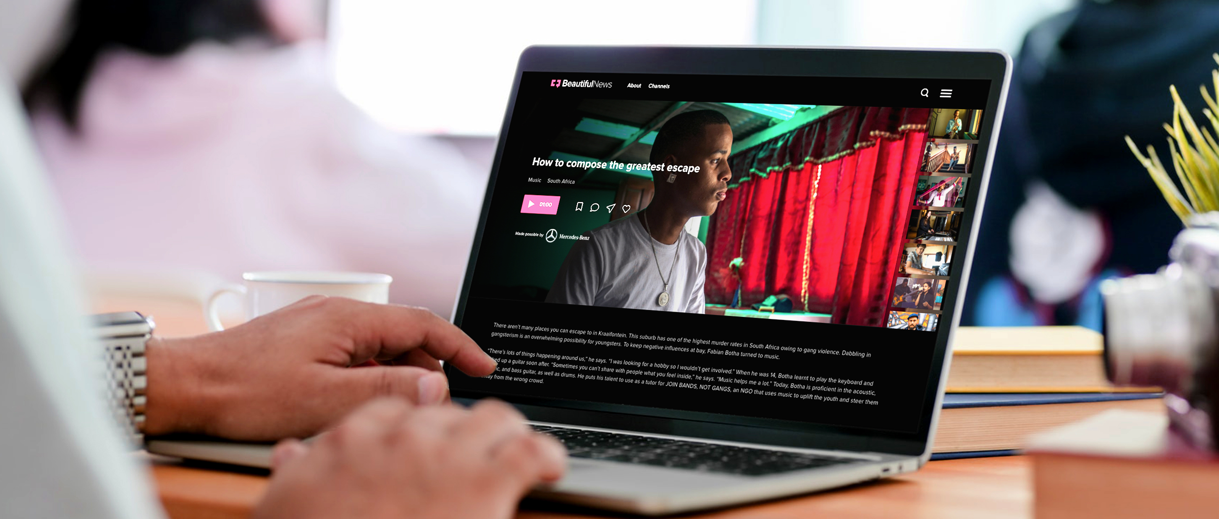 BeautifulNews website on a laptop