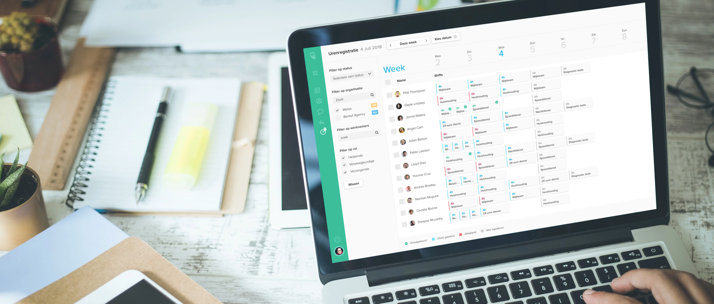 Scheduling tool shown in a laptop