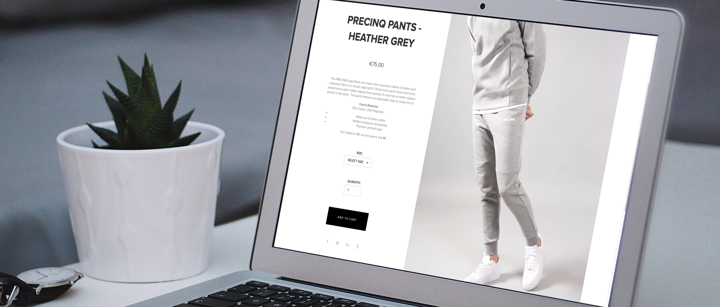 Mockup of a clothing brand's website