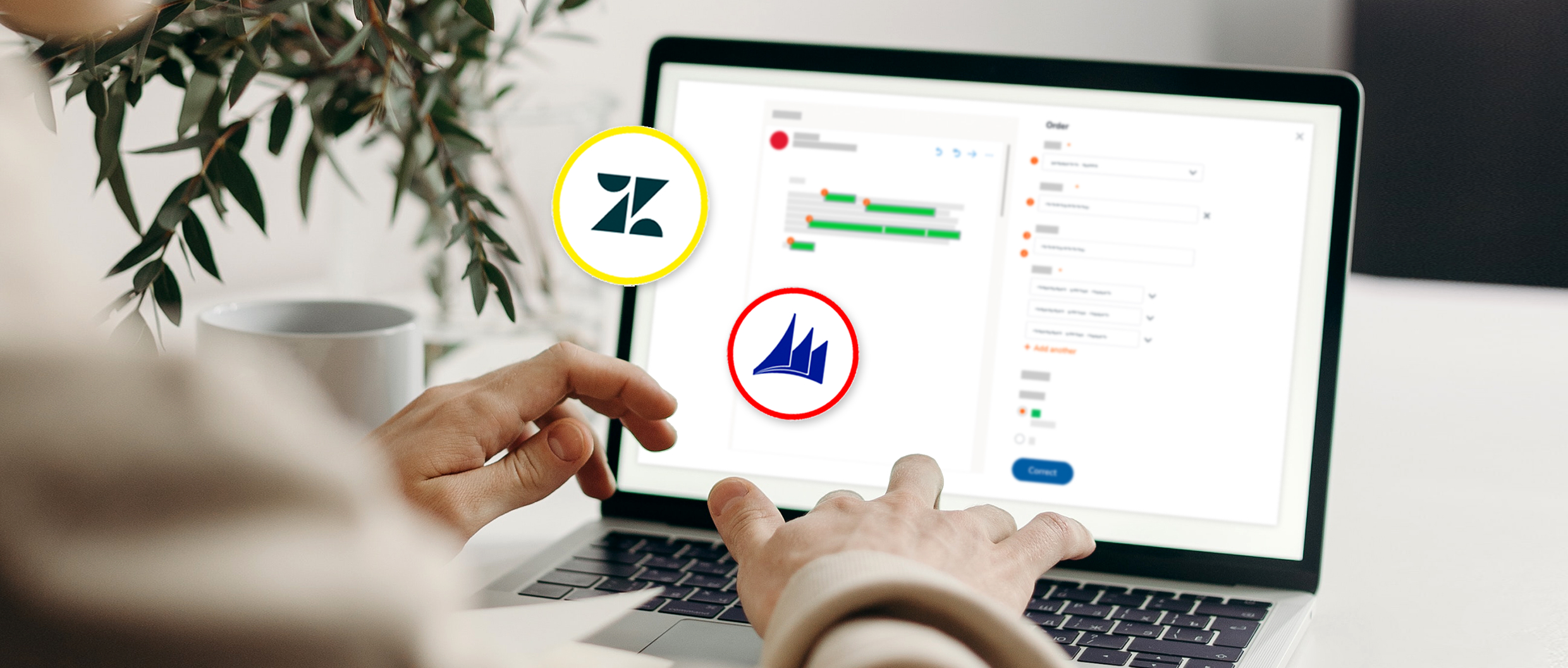 A person typing on a laptop