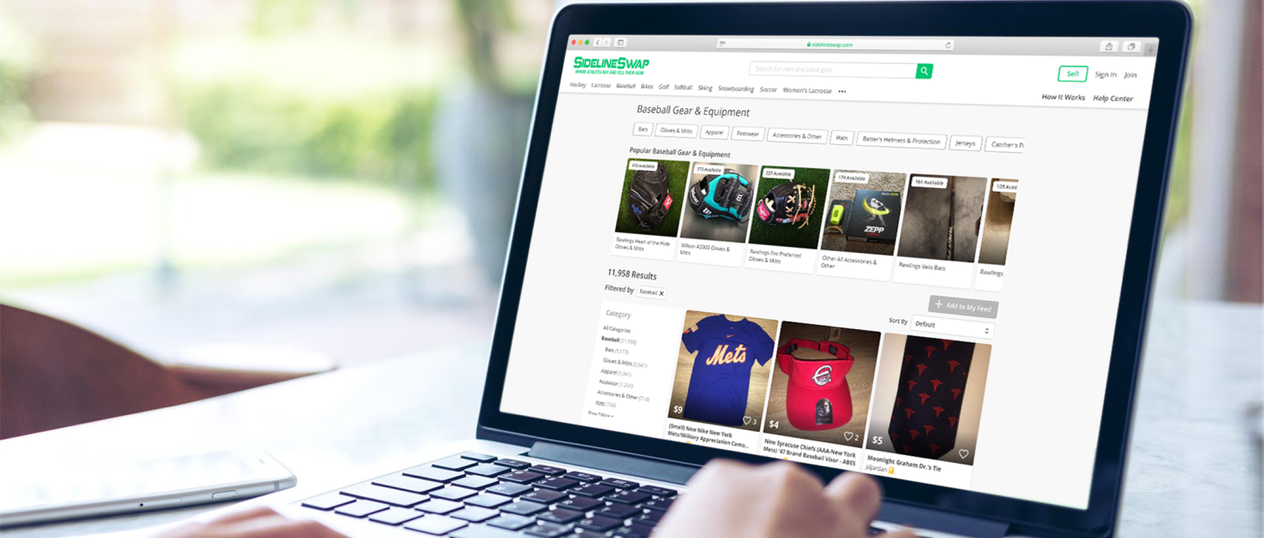 Marketplace website shown on a laptop