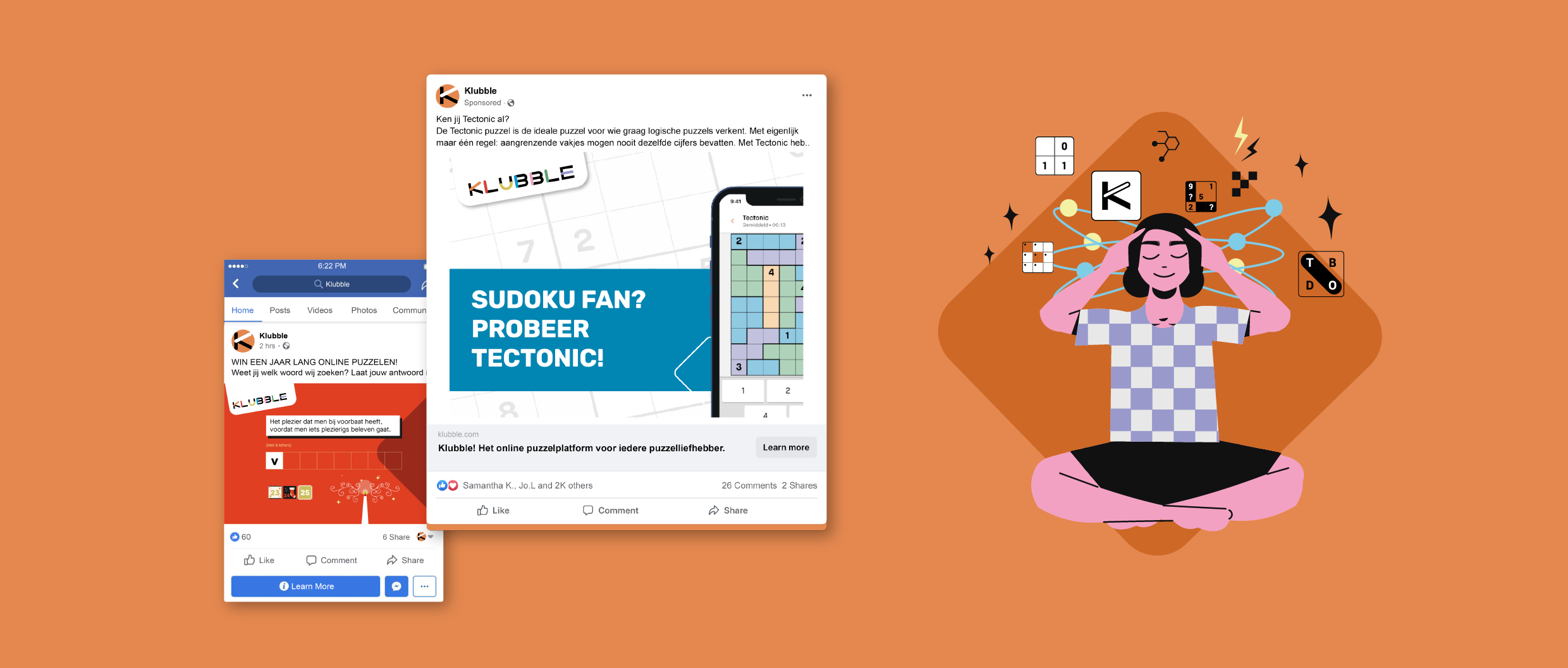 Mockups of Facebook posts