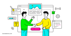 Illustration of two guys handshaking