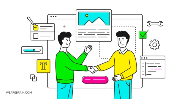 Illustration of two guys handshaking