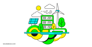 Decorative illustration of a green web server