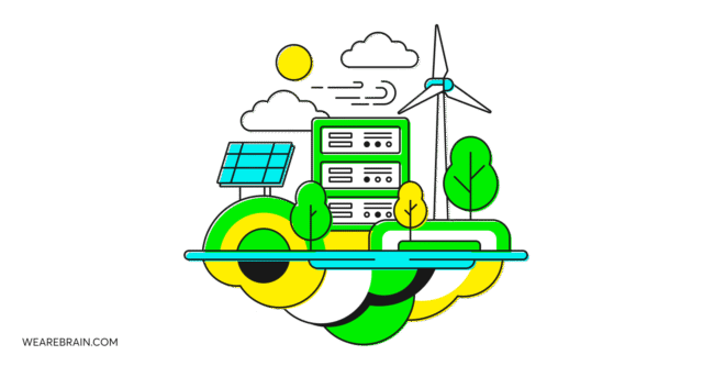 Decorative illustration of a green web server