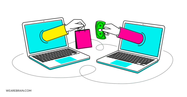 Decorative illustration about online transactions